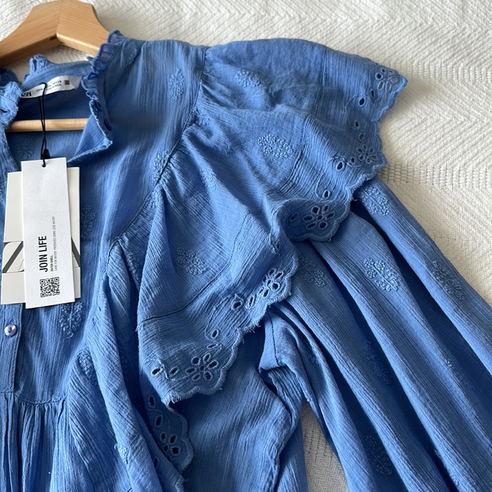 Zara Ruffed Emroidered Blouse - Picture 4 of 6
